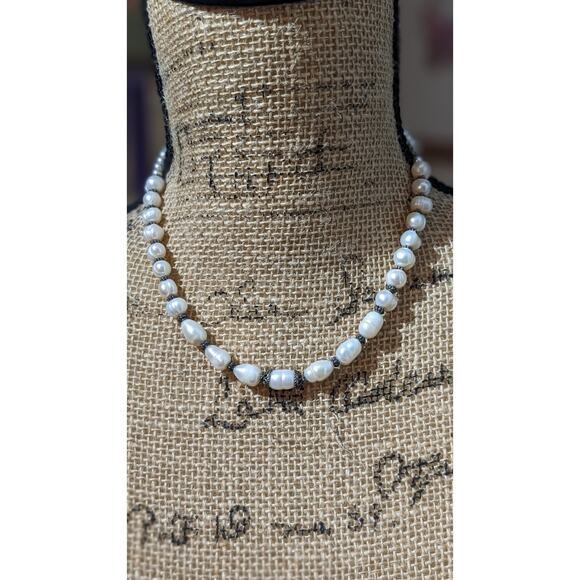 Vintage Freshwater Pearl 925 Sterling Silver Bali Bead Byzantine Hook Clasp - Picture 10 of 12